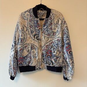 Free People Floral Patterned Bomber Jacket